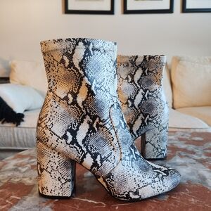 Madden Girl Block Heel Snake Skin Boots